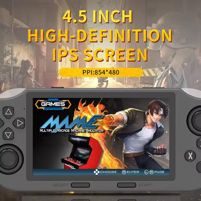SF3000 Mini Portable Handheld Game Player Retro Video Game Console 4.5 Inch IPS Screen Built-in 20000+ Games for PS1/GBA/SFC