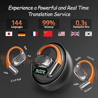 AI Translator Clip-on Headphones 144 Languages Real Time Two-Way Translation Earphones Stereo Sound Wireless Bluetooth Headsets